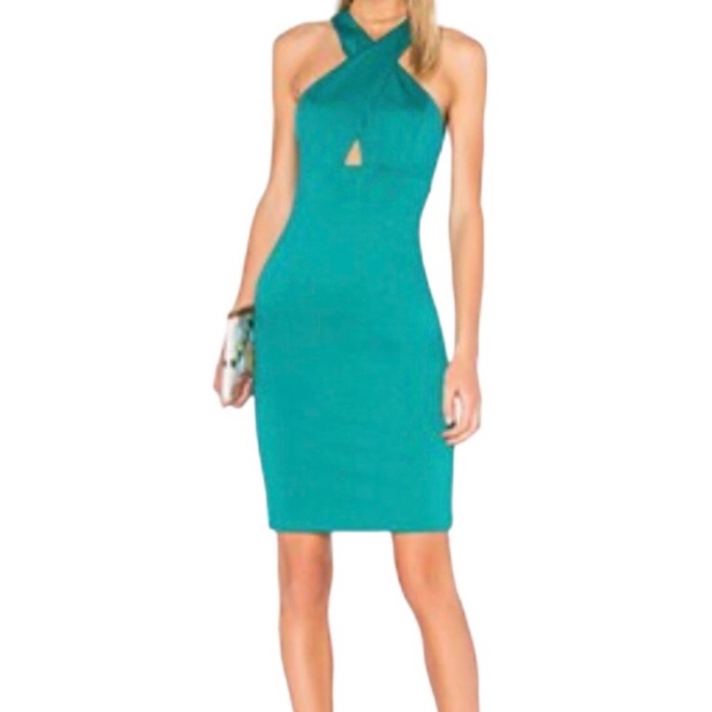 Alice+Olivia Turquoise Tai Cross Bodycon Midi Dress Cocktail Dress Women’s 2
